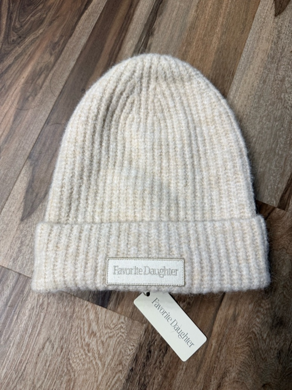 Favorite Daughter Cream Ribbed Cuffed Beanie